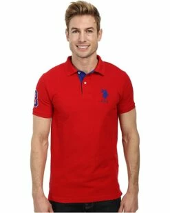 U.S. POLO ASSN. Shirts & Tops Slim Fit Big Horse Polo with Stripe Collar -Valentino Garavani Sales Shop 91uoDag TcL. AC SR736920